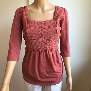 New Anthropologie Meadow Rue cotton lace boho tunic rare find terracotta color